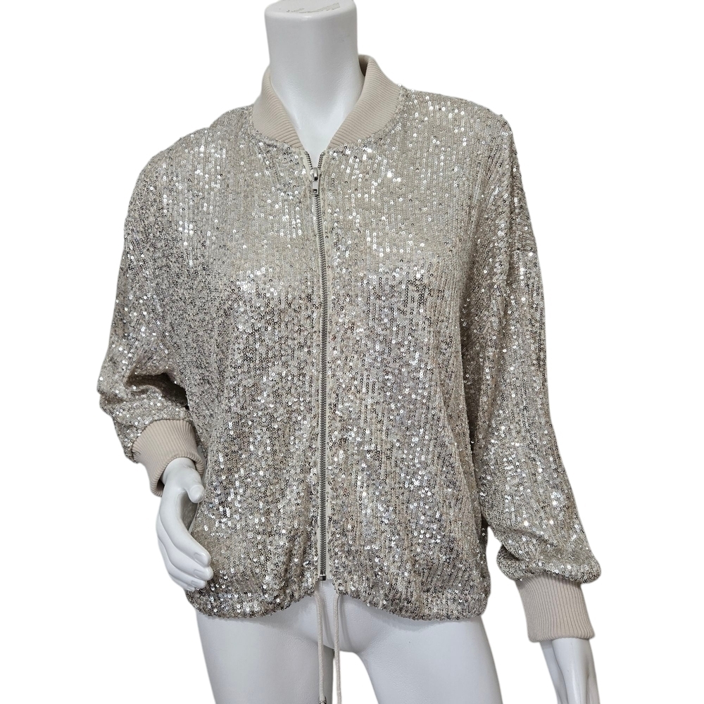 Love Token Silver Sequin Jacket Size L
